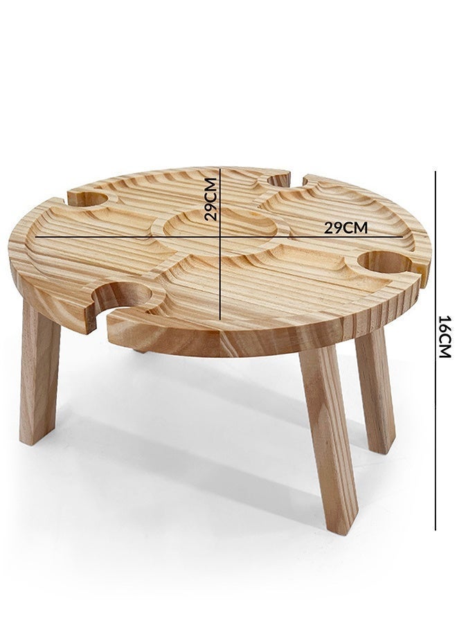 Eoptify طاولة نزهة قابلة للطي مصنوعة من الخشب المحمول مع فاصل وحامل كؤوس النبيذ، صينية خفيفة للوجبات الخفيفة للاستخدام في الهواء الطلق، الشاطئ، التنزه، والديكور - Image 5